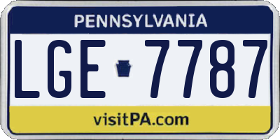 PA license plate LGE7787