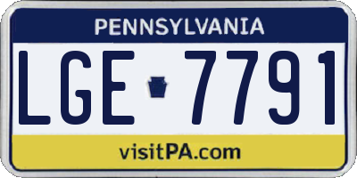 PA license plate LGE7791