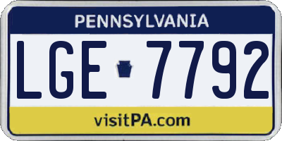 PA license plate LGE7792