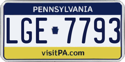 PA license plate LGE7793