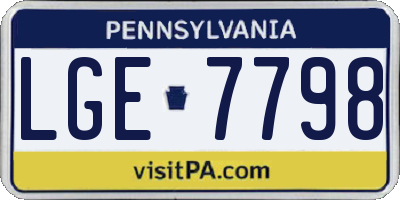 PA license plate LGE7798