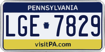 PA license plate LGE7829