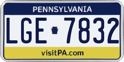 PA license plate LGE7832