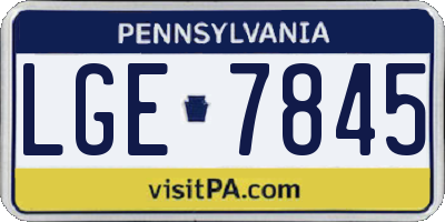 PA license plate LGE7845