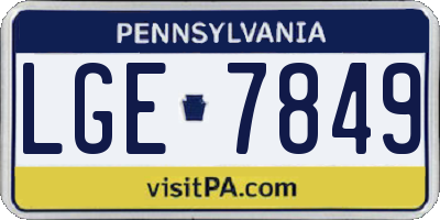 PA license plate LGE7849