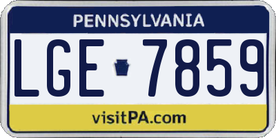 PA license plate LGE7859