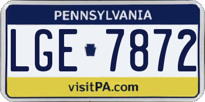 PA license plate LGE7872