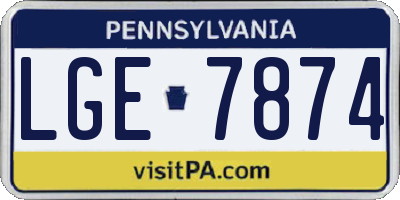 PA license plate LGE7874