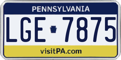 PA license plate LGE7875