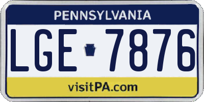 PA license plate LGE7876
