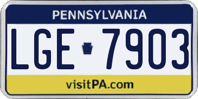 PA license plate LGE7903