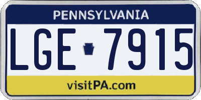 PA license plate LGE7915