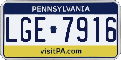 PA license plate LGE7916