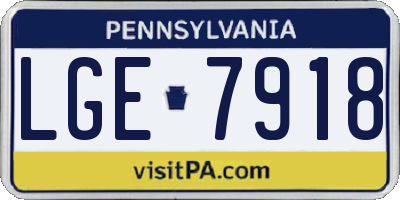 PA license plate LGE7918