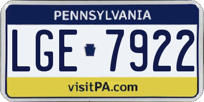 PA license plate LGE7922