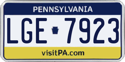PA license plate LGE7923