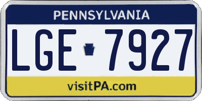 PA license plate LGE7927