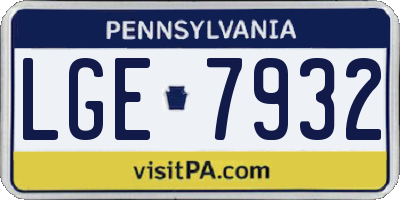 PA license plate LGE7932