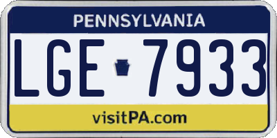 PA license plate LGE7933