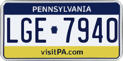 PA license plate LGE7940