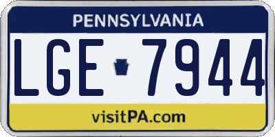 PA license plate LGE7944