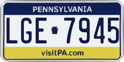 PA license plate LGE7945