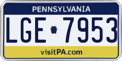 PA license plate LGE7953