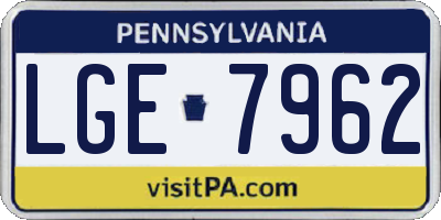 PA license plate LGE7962