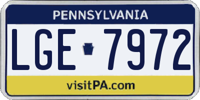 PA license plate LGE7972