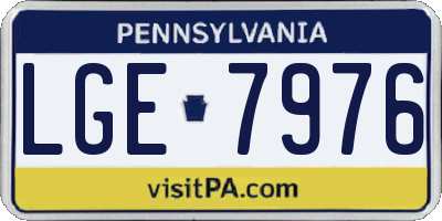 PA license plate LGE7976
