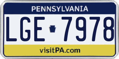 PA license plate LGE7978