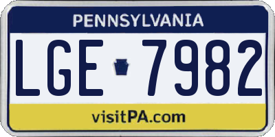 PA license plate LGE7982