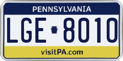 PA license plate LGE8010