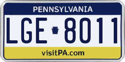 PA license plate LGE8011