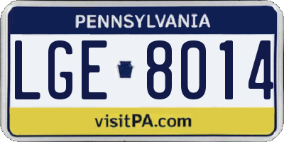 PA license plate LGE8014