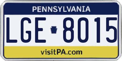PA license plate LGE8015