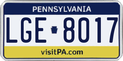 PA license plate LGE8017
