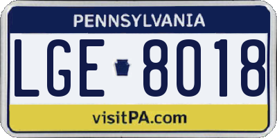 PA license plate LGE8018
