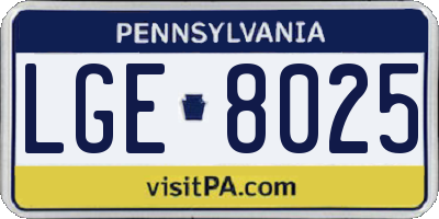 PA license plate LGE8025