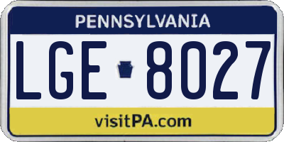 PA license plate LGE8027