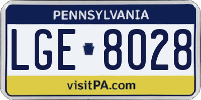 PA license plate LGE8028