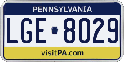 PA license plate LGE8029