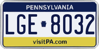 PA license plate LGE8032