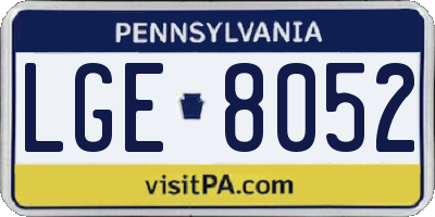 PA license plate LGE8052