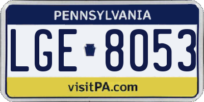 PA license plate LGE8053