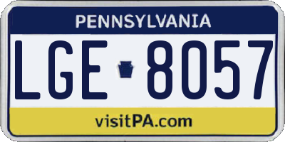 PA license plate LGE8057