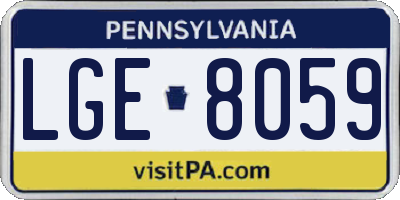 PA license plate LGE8059