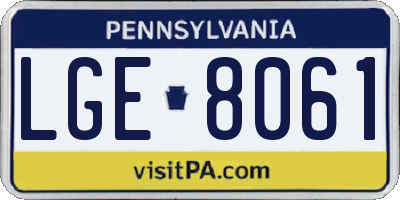 PA license plate LGE8061