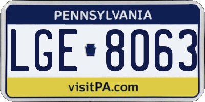 PA license plate LGE8063