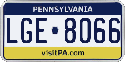 PA license plate LGE8066
